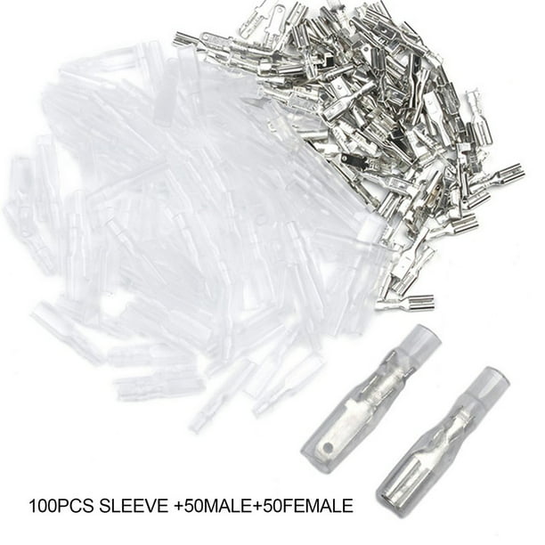 100x 2.8mm Crimp Terminals Female Spade Connectors 22-16AWG wire Insulating OQF